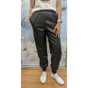 Madison The Label Black Pleather Vegan Leather Jagger Jogger Pants size M